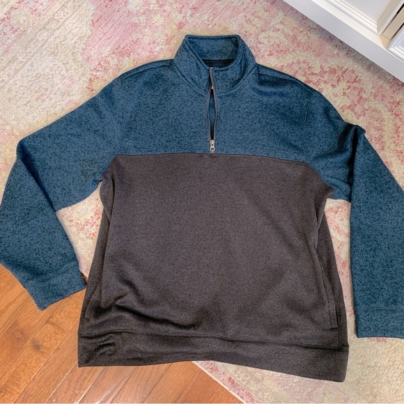 Sonoma Mens Pullover 1/4 Zip Black and Heather Blue Size XXL - Picture 1 of 3